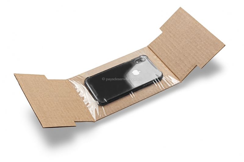 Boîte avec calage carton et film intégré