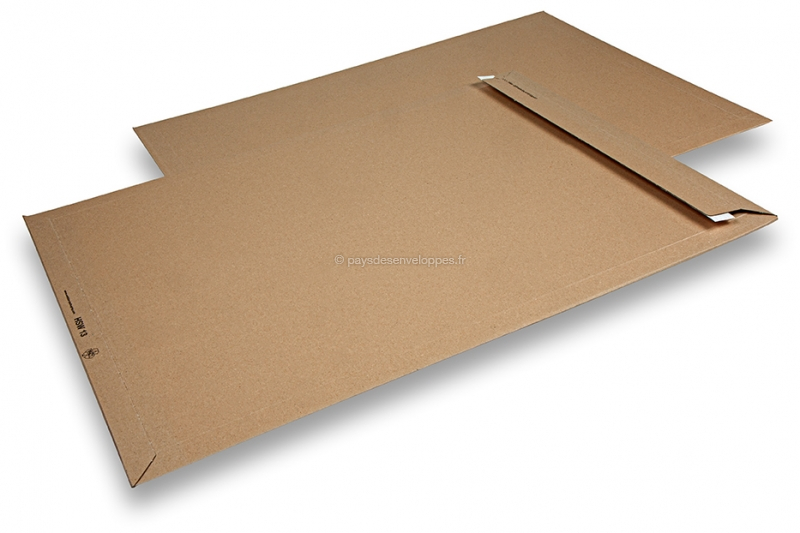 Pochette carton ondulé rigide à bande adhésive - Toutembal